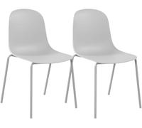 CLP Lot de 2 chaises empilables Hardin, Coque Plastique Ergonomique, piétement métal Robuste, pour Salle à Manger, Bureau et Cuisine Couleur:Gris Clair