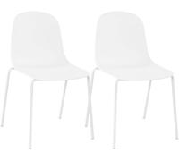 CLP Lot de 2 chaises empilables Hardin, Coque Plastique Ergonomique, piétement métal Robuste, pour Salle à Manger, Bureau et Cuisine Couleur:Blanc