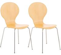 CLP Lot De 2 Chaises Empilables Robustes Diego I Chaises Empilables en Bois avec Dossier I Siège Confortable I Hauteur Assise 45 cm, Couleur:Nature