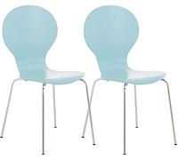 CLP Lot De 2 Chaises Empilables Robustes Diego I Chaises Empilables en Bois avec Dossier I Siège Confortable I Hauteur Assise 45 cm, Couleur:Bleu Clair