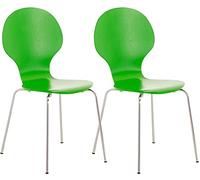CLP Chaise empilable DIEGO - Lot de 2 - Bois et métal - Ergonomique, assise 45 cm - Vert