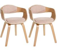 CLP Lot de 2 chaises de salle à manger Kingston en Tissu , Nature / Crème/Nature beige G