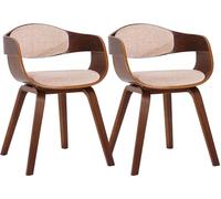 CLP Lot de 2 chaises de salle à manger Kingston en Tissu , Noyer / Crème/Noyer Crème G