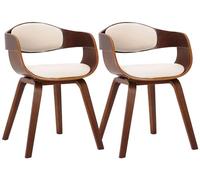 CLP Lot de 2 chaises Kingston ergonomiques, Dossier rembourré, Simili Cuir & Bois, Charge Max. 150 kg, Couleur:Noyer/crème
