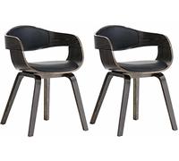 CLP Lot de 2 chaises Kingston ergonomiques, Dossier rembourré, Simili Cuir & Bois, Charge Max. 150 kg Couleur:Noir/Gris