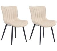 CLP Lot de 2 chaises Largo I Revêtement Velours ou Similicuir I Chaise de Salle à Manger avec Structure métallique, Couleur:crème, Matériel:Similicuir