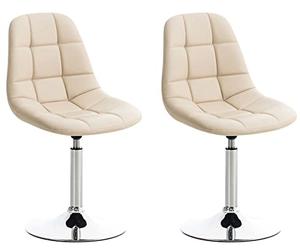 CLP Lot De 2 Chaises Lounge Emil Similicuir I Siège Rembourré I Chaise Pivotante I Piètement en Métal, Couleur: crème