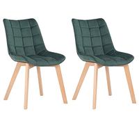 Chaises de Salle à Manger Passaic en Velours - CLP - Lot de 2 - Vert - Bois massif - Style Scandinave Moderne