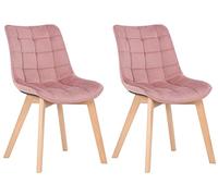CLP Lot de 2 Chaises de salle à manger Passaic velours avec pieds en Bois de hêtre , Rose