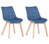 CLP Lot de 2 chaises Passaic en Velours, ergonomiques matelassées, avec Patins au Sol, Charge Max. 150 kg, Couleur:Bleu