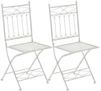 CLP Lot de 2 chaises Pliantes Asina, chaises de Jardin resistantes aux intemperies, Style Art Nouveau Romantique, Rangement Gain de Place, Couleur:Blanc Antique