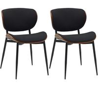 CLP Lot de 2 chaises visiteurs Enid avec Dossier et Rembourrage I Fauteuil avec revêtement en Similicuir ou en Tissu I Chaise de Salle à Manger Confortable Couleur:Noyer/Noir;Matériel:Tissu