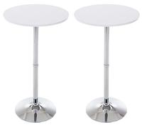 CLP Lot de 2 Tables Hautes en métal avec Plateau Rond en Bois | Ø 60 CM | Hauteur : 110 CM Couleur:Blanc