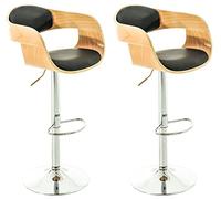 CLP Lot De 2 Tabouret De Bar Kingstone Similicuir I Set 2 Chaise Hautes Hauteur Réglable Dossier I Pičtement Et Repose-Pied en Métal Chromé, Couleur:Nature/Noir