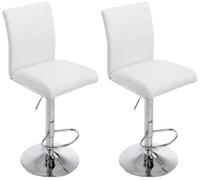 CLP Lot de 2 Tabouret de Bar Köln Similicuir Réglable en Hauteur Dossier et Repose-Pied I Chaise Haute de Bar Confortable Pied en Métal I Coule | Couleur Blanc