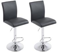 CLP Lot de 2 Tabouret de Bar Köln Similicuir Réglable en Hauteur Dossier et Repose-Pied I Chaise Haute de Bar Confortable Pied en Métal I Coule | Couleur Noir
