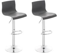 CLP Lot De 2 Tabouret De Bar Réglable en Hauteur Dossier Et Repose-Pied I Chaise Haute De Bar Assise Plastique Solide Pied en Métal, Couleur:Gris