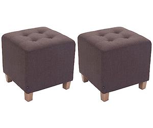 CLP Lot De 2 Tabourets Bas Pharao en Tissu I Repose-Pieds Carré Rembourré Capitonné I Ottomane avec Pieds en Bois, Couleur:Marron