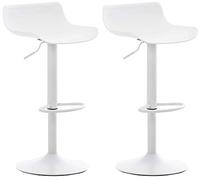 CLP Lot de 2 tabourets de Bar Aveiro avec Assise en Plastique I Chaise de comptoir réglable en Hauteur I Tabouret de comptoir avec Pied en Trompette, Couleur:Blanc