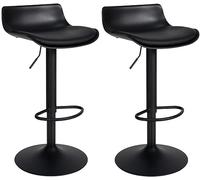 CLP Lot de 2 tabourets de Bar Aveiro Similicuir I Chaises de Bar réglables en Hauteur avec Pied en Trompette, Structure métallique, Protections de Sol, Couleur: Noir