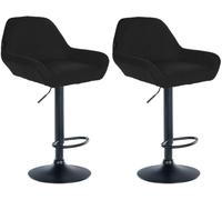CLP Lot De 2 Tabourets De Bar Braga Tissu I Réglable En Hauteur Et Pivotant I Pied Et Repose-pieds En Métal, Couleur:noir, Couleur du cadre:noir