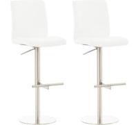 CLP Lot de 2 tabourets de bar Cadiz en similicuir , Acier inoxydable/Blanc Blanc G