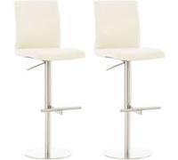 CLP Lot de 2 tabourets de bar Cadiz en similicuir , Acier inoxydable/Crème Crme G