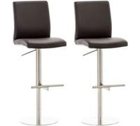 CLP Lot de 2 tabourets de bar Cadiz en similicuir , Acier inoxydable/Marron Marron G