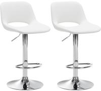 CLP Lot de 2 tabourets de Bar Camden I recouverts de Similicuir Couleur:Blanc;Matériel du Cadre:Métal en Finition chromée