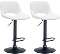 CLP Lot de 2 tabourets de Bar Camden I recouverts de Similicuir, Couleur: Blanc, Matériel du Cadre: Métal Noir Mat
