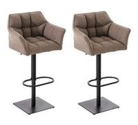 CLP Lot de 2 tabourets de bar Damaso en tissu , Noir/Marron terre Marron terre G