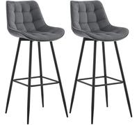 CLP Lot de 2 tabourets de Bar Dartford I Chaise de Bar rembourrée I Structure métallique | Couleur Gris foncé Matériel Velours