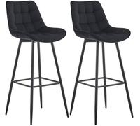 CLP Lot de 2 tabourets de Bar Dartford I Chaise de Bar rembourrée I Structure métallique | Couleur Noir Matériel Velours