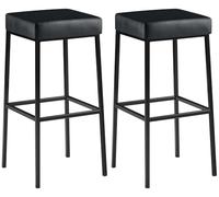 CLP Lot De 2 Tabourets De Bar Design Montreal I Chaise De Bar Rembourré Revêtement Similicuir I Chaise Haute De Bar 85 Cm avec Repose-Pied, Couleur:Noir, Couleur du Cadre:Noir