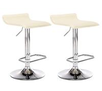 CLP Lot de 2 tabourets de Bar DYN en Similicuir I Hauteur Réglable I Chaise Haute avec Repose-Pieds I Pičtement Chromé I Coul, Couleur:crčme