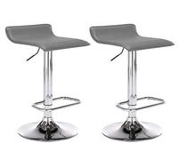 CLP Tabourets de bar DYN V2 – Similicuir, hauteur réglable, repose-pieds – Gris (lot de 2)