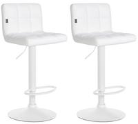 CLP Lot de 2 tabourets de Bar Feni Similicuir I Tabouret de comptoir réglable en Hauteur avec Repose-Pieds et Dossier | Couleur Blanc Couleur du Cadre Blanc
