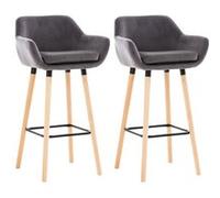 CLP Lot de 2 tabourets de bar Grant en Velours , Gris Gris G