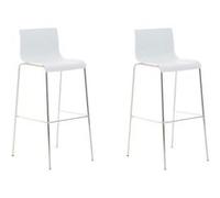 CLP Lot de 2 tabourets de bar Hoover Assise Plastique Pieds Métal , Blanc /Chrome Blanc G