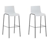 CLP Lot de 2 tabourets de bar Hoover Assise Plastique Pieds Métal , Blanc /Noir Blanc G