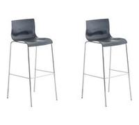 CLP Lot de 2 tabourets de bar Hoover Assise Plastique Pieds Métal , Gris/Chrome Gris G