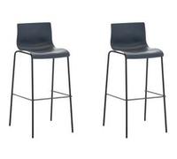 CLP Lot de 2 tabourets de bar Hoover Assise Plastique Pieds Métal , Gris/Noir Gris G