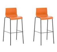 CLP Lot de 2 tabourets de bar Hoover Assise Plastique Pieds Métal , Orange/Noir Orange