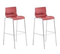 CLP Lot de 2 tabourets de bar Hoover Assise Plastique Pieds Métal , Rouge/Chrome Rouge G