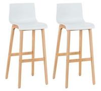 CLP Lot de 2 Tabourets de Bar avec dossiers Hover, sièges en Plastique, piètements en hêtre Stable Couleur Blanc