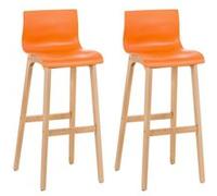 CLP Lot de 2 tabourets de bar Hoover assise plastique Pieds nature , Orange Orange