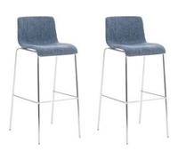 CLP Lot de 2 Tabourets de bar Hoover enTissu Pieds Métal , Bleu/Chrome Bleu G