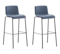 CLP Lot de 2 Tabourets de bar Hoover enTissu Pieds Métal , Bleu/Noir Bleu G