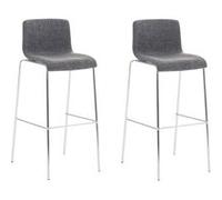 CLP Lot de 2 Tabourets de bar Hoover enTissu Pieds Métal , Gris clair/Chrome Gris clair G