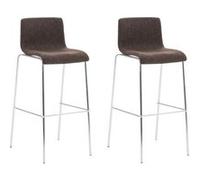 CLP Lot de 2 Tabourets de bar Hoover enTissu Pieds Métal , Marron/Chrome Marron G